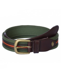 Cinturon "Bandera" Loneta/Piel Caqui