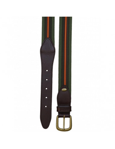 Cinturon "Bandera" Loneta/Piel Caqui