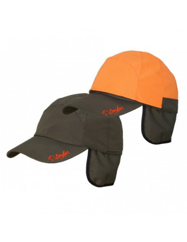 Gorra Orejas Impermeable - Reversible Caqui-Naranja