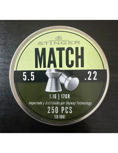 BALIN STINGER MATCH 5,5mm (250 pzs) .22 1.1G