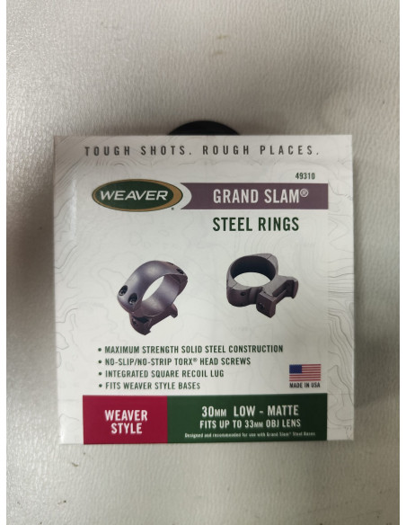 Anillas WEAVER GRAND SLAM 30mm LOW-MATTE (FIJAS)